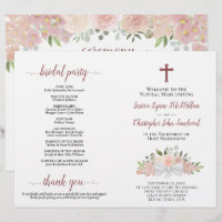 Programa de Boda Católico DIY Doble Floral Rosa