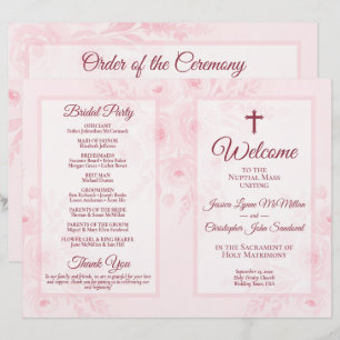 Programa de Boda Católico DIY Floral Boho Rosa
