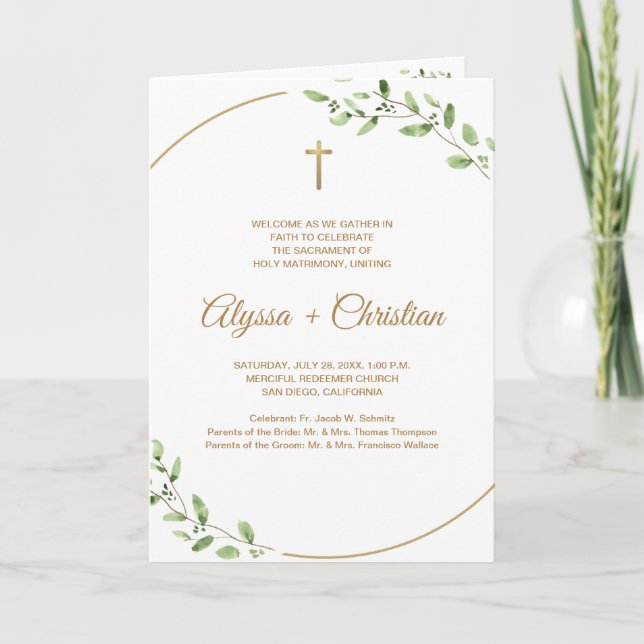 Programa de Boda Católico Elegante Con Lecturas (Anverso)