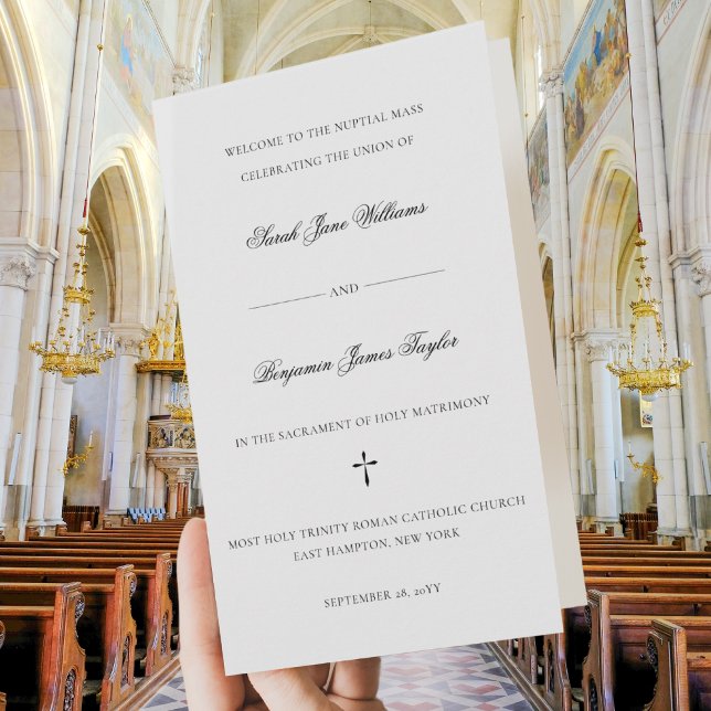 Programa de Boda Católico Elegante con Misa Comple (This elegant Catholic wedding program includes the full text for your nuptial Mass.)