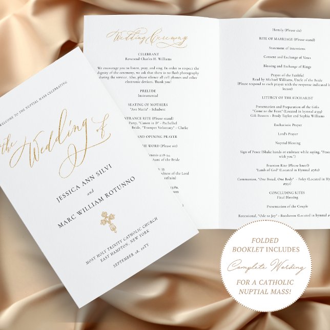 Programa de Boda Católico Elegante de Oro Misa Com (Subido por el creador)