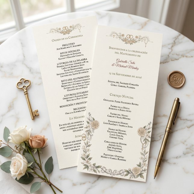 Programa de Boda Católico Elegante Libreto de Misa (Subido por el creador)