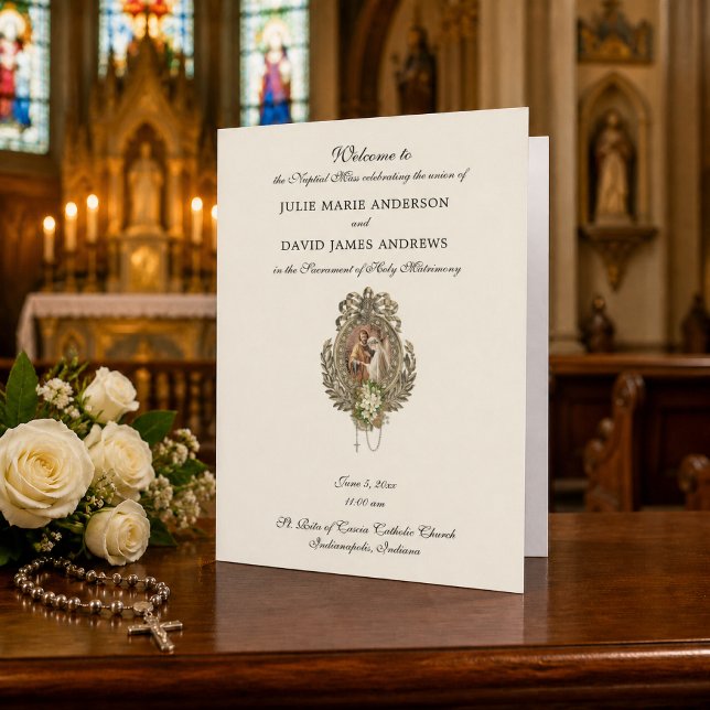 Programa de Boda Católico Floral Vintage Matrimoni (Subido por el creador)