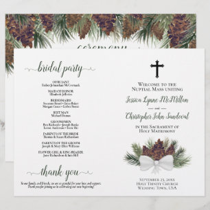 Programa de Boda Católico Plegable de Piñas Rústic