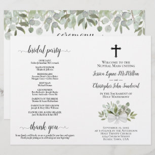 Programa de Boda Católico Plegable DIY Eucalipto
