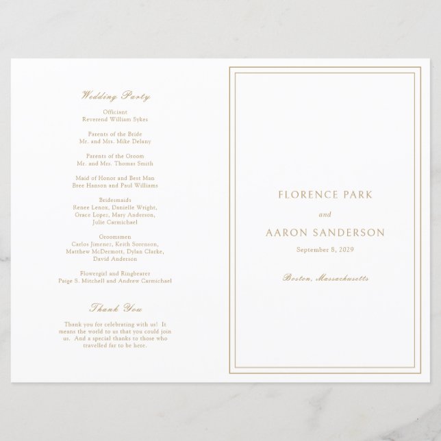Programa de Boda Católico Tradicional Dorado Atemp (Anverso)