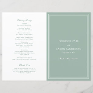 Programa de Boda Católico Tradicional Verde Salvia