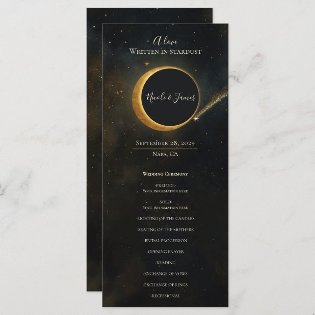 Programa de Boda Celestial de Eclipse de Dorada St (Anverso / Reverso)