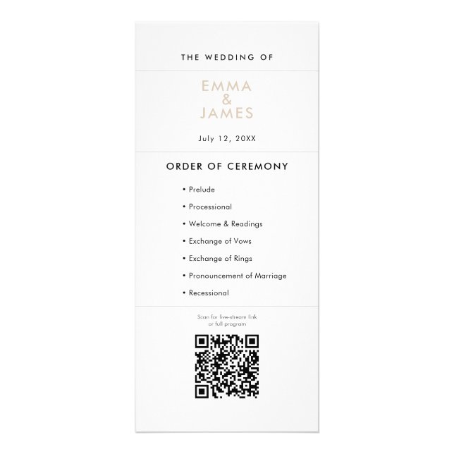 Programa de Boda Champagne Ampersand | Código QR (Frente)