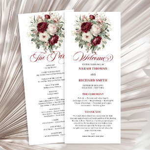 Programa de Boda Chic Floral Blush Burgundy