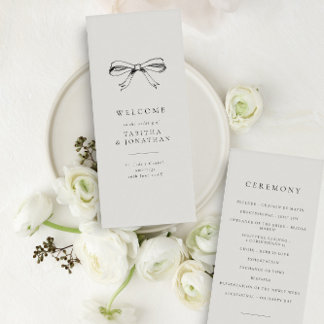 Programa de Boda Clásico con Lazo Vintage Simple N