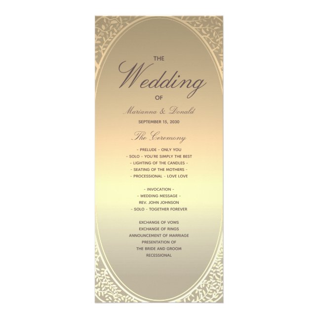 Programa de Boda Clásico de Oro Falso (Frente)