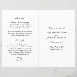 Programa de Boda Clásico en Blanco y Negro Atempor