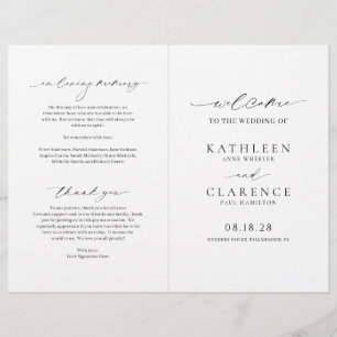 Programa de Boda Clásico en Blanco y Negro Elegant