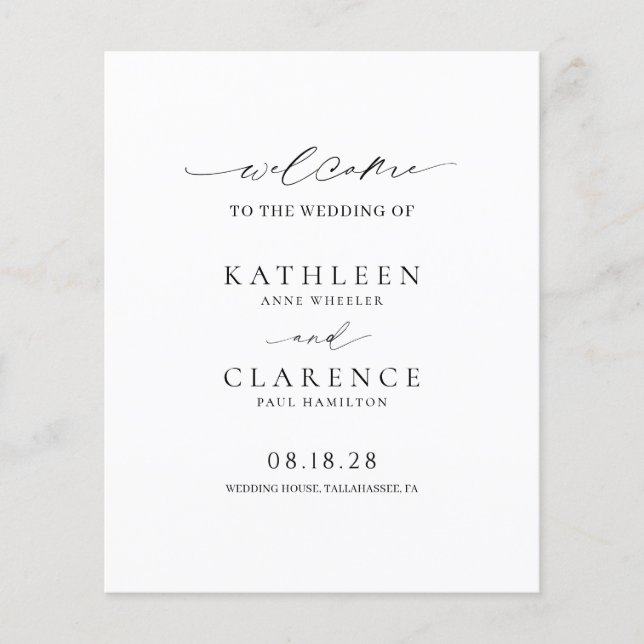 Programa de Boda Clásico en Blanco y Negro Elegant (Anverso)