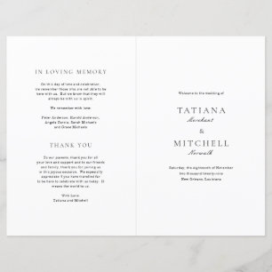 Programa de Boda Clásico en Blanco y Negro Elegant