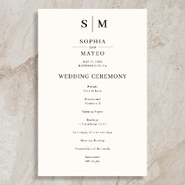 Programa de Boda Clásico Monograma Otoño Blanco Ma