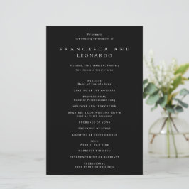 Programa de Boda Clásico Negro Simple