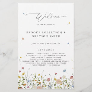 Programa de Boda Colorida Spring Wildflower Meadow