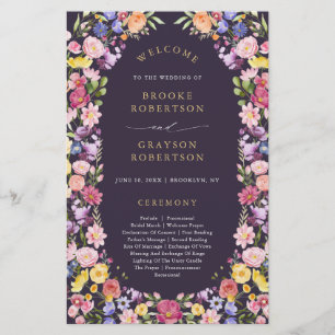 Programa de Boda Colorida Spring Wildflower Meadow