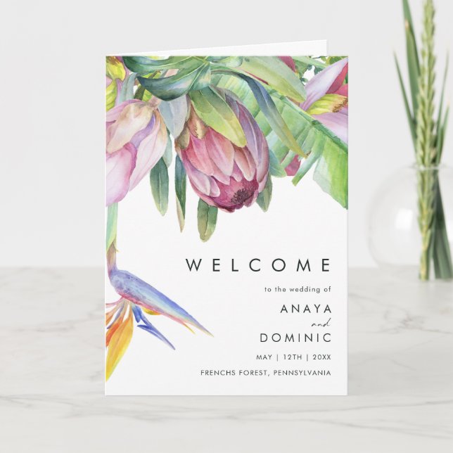 Programa de Boda Colorida Tropical Floral Doble (Anverso)