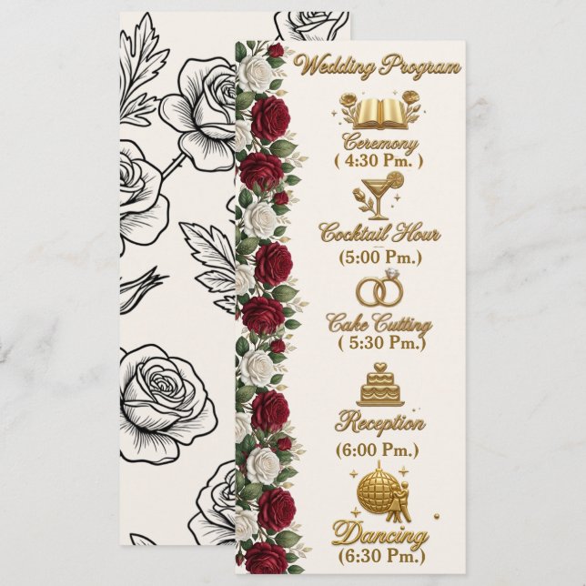 Programa de Boda Completo con Rosas de Nueva York  (Anverso / Reverso)