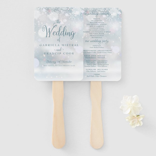 Programa de Boda con Abanico de Mano de Primeros C (Anverso y reverso)