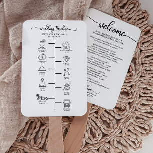 Programa de Boda con Abanico de Mano Itinerario Ic