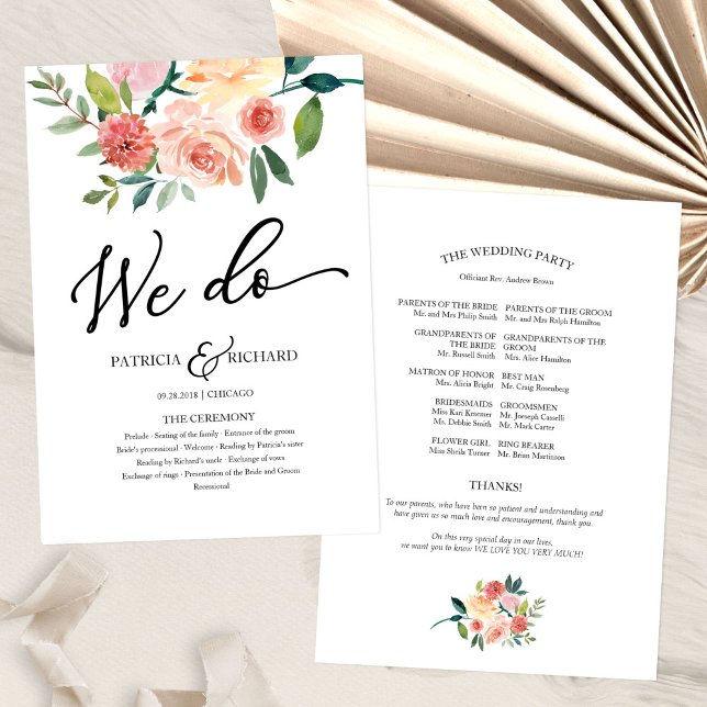 Programa de Boda con Acuarela Floral We Do (Subido por el creador)