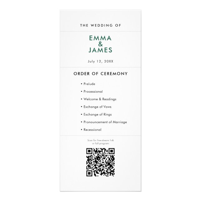 Programa de Boda con Ampersand Esmeralda | Program (Frente)