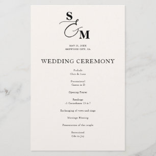 Programa de Boda con Ampersand y Monograma Clásico