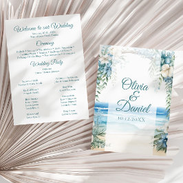 Programa de Boda con Arco Floral Azul de Boho Beac