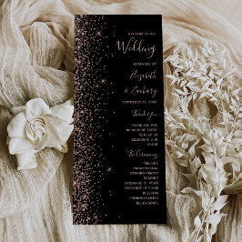 Programa de Boda con Brillo de Oro Rosa Negro Mode