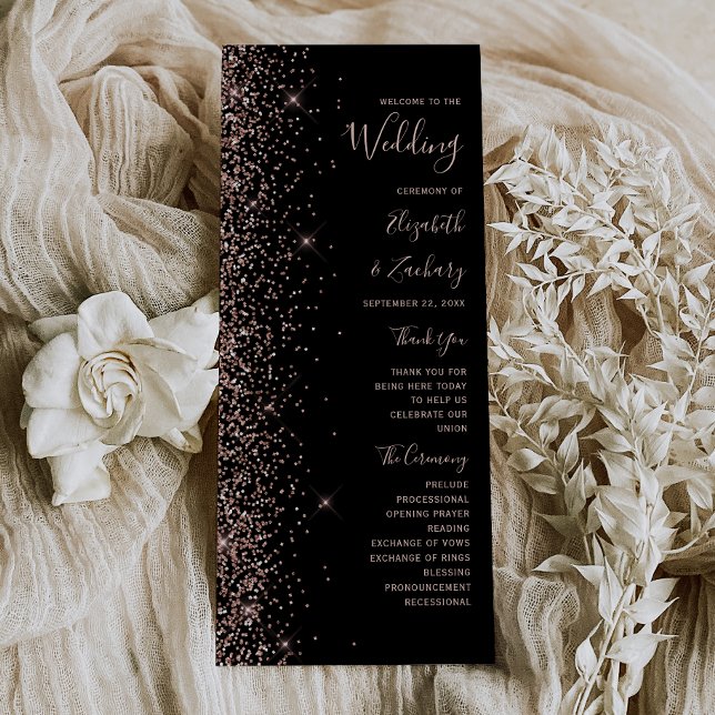 Programa de Boda con Brillo de Oro Rosa Negro Mode (Subido por el creador)