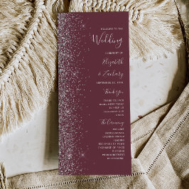 Programa de Boda con Brillo de Plata Burgundy Mode