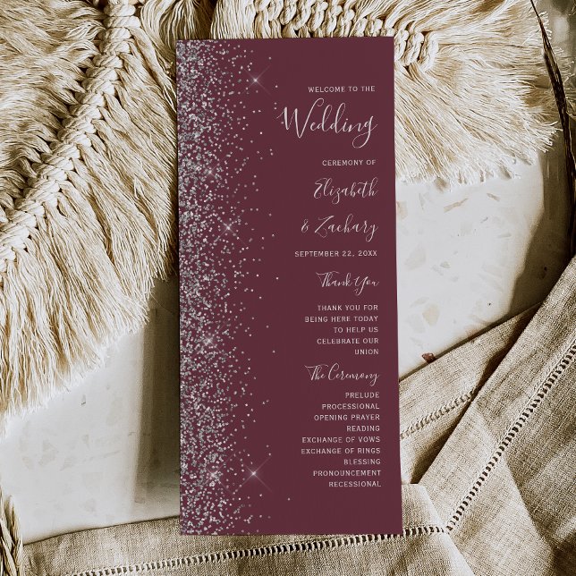 Programa de Boda con Brillo de Plata Burgundy Mode (Subido por el creador)
