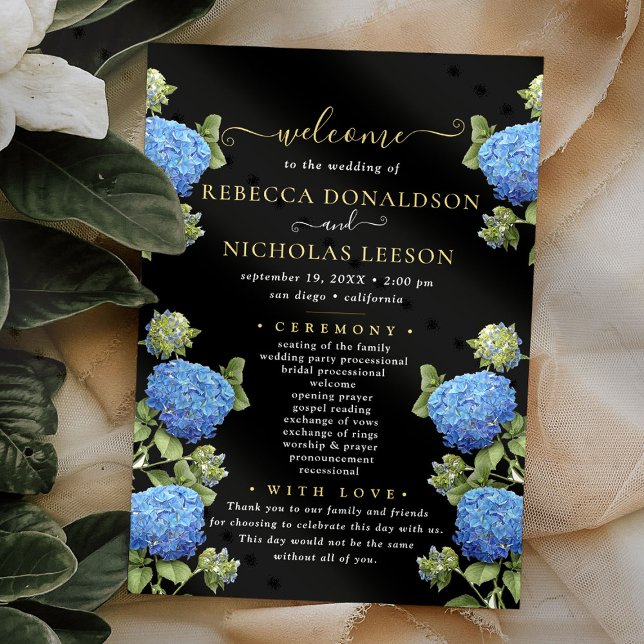 Programa de Boda con Caligrafía de Flores Negras E (Subido por el creador)