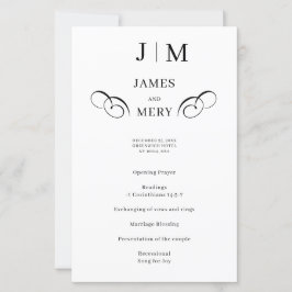 Programa de Boda con Caligrafía de Monograma Clási