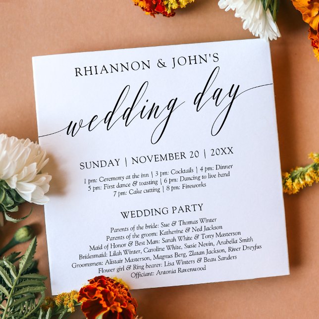 Programa de Boda con Caligrafía Delicada (Subido por el creador)