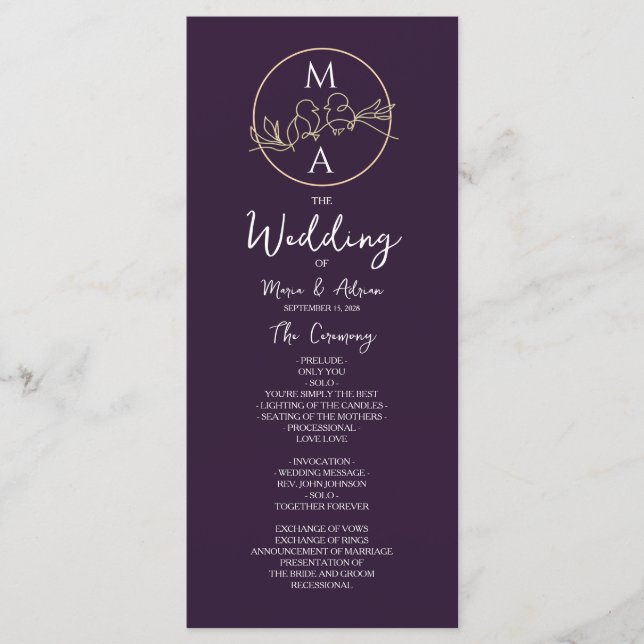 Programa de Boda con Caligrafía Elegante (Anverso)