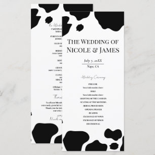 Programa de Boda con Estampado de Manchas de Vaca