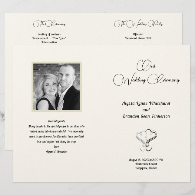 Programa de Boda con Foto Patrón Doblado Ceremonia (Anverso / Reverso)