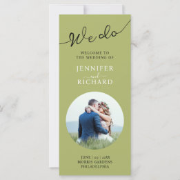 Programa de Boda con Foto Verde Salvia Moderno y E