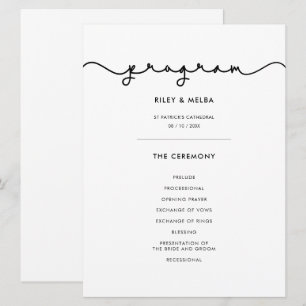Programa de boda con fuente linda simple
