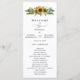 Programa de Boda con Girasoles Rústicos
