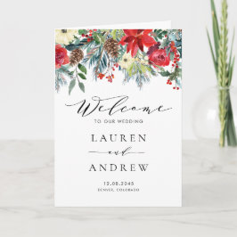 Programa de boda con guirnalda de flores de invier