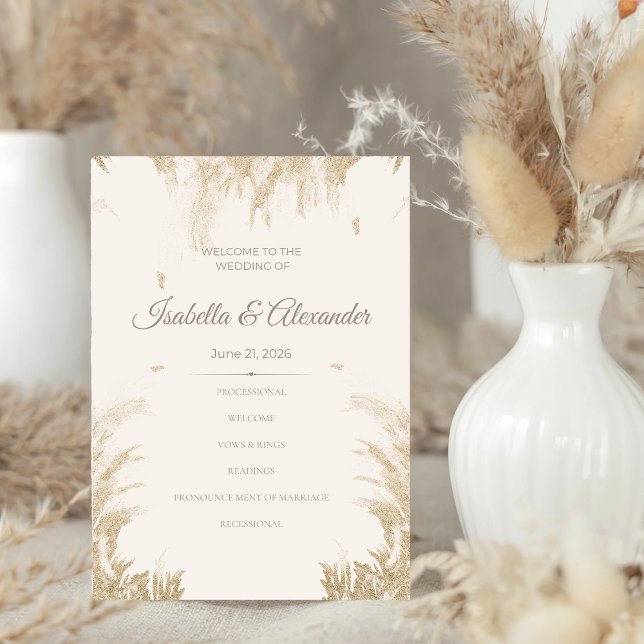 Programa de Boda con Hierba de Pampas (Pampas Grass Wedding Program)