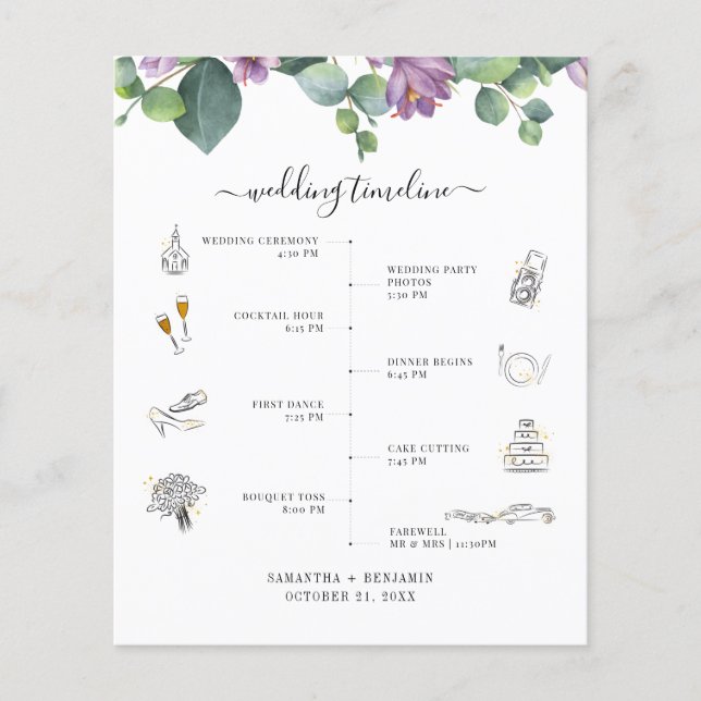 Programa de Boda con Letra de Eucalipto Botánico (Anverso)