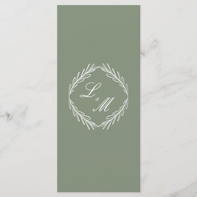 Programa de Boda con Letra Elegante Monogramada y  (Anverso)
