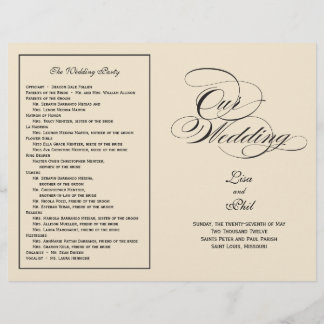 Programa de Boda con Letra Elegante - Negro y Blan